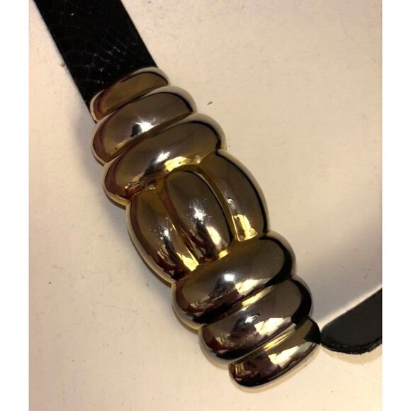 Jana Black Snake Skin Belt With Gold Ornate Buckle S - Picture 3 of 4